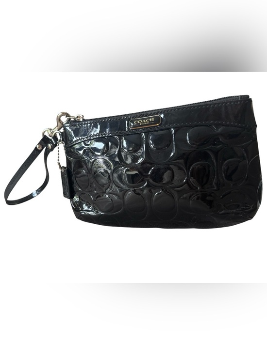 Coach Handbags - Coach Black Patent Embossed Signature Wristlet